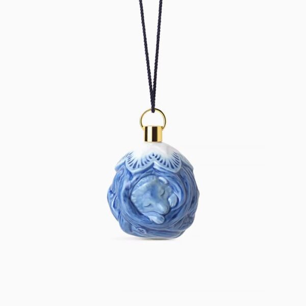Hedgehog porcelain Christmas decoration